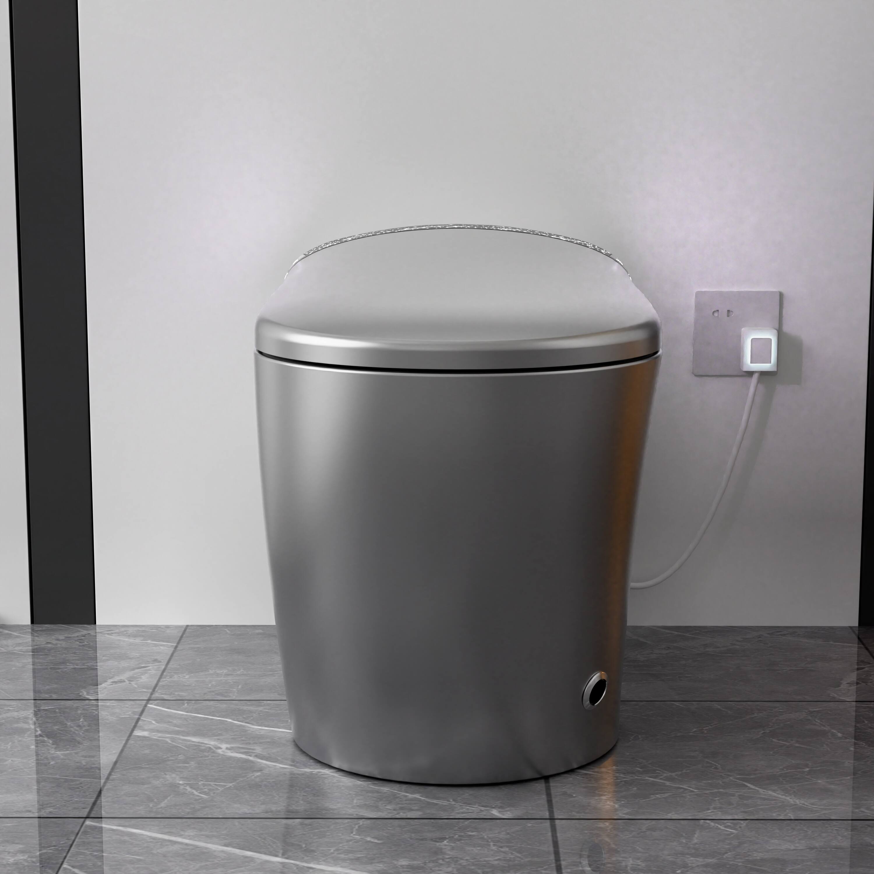 Alt View 1. Tiramisubest - Starry Night Light Smart Toilet with Bidet,Auto Open/Close Seat,Foot Sensor,LED Display,Warm Water & Dryer,Matte Grey - Matte Gray.