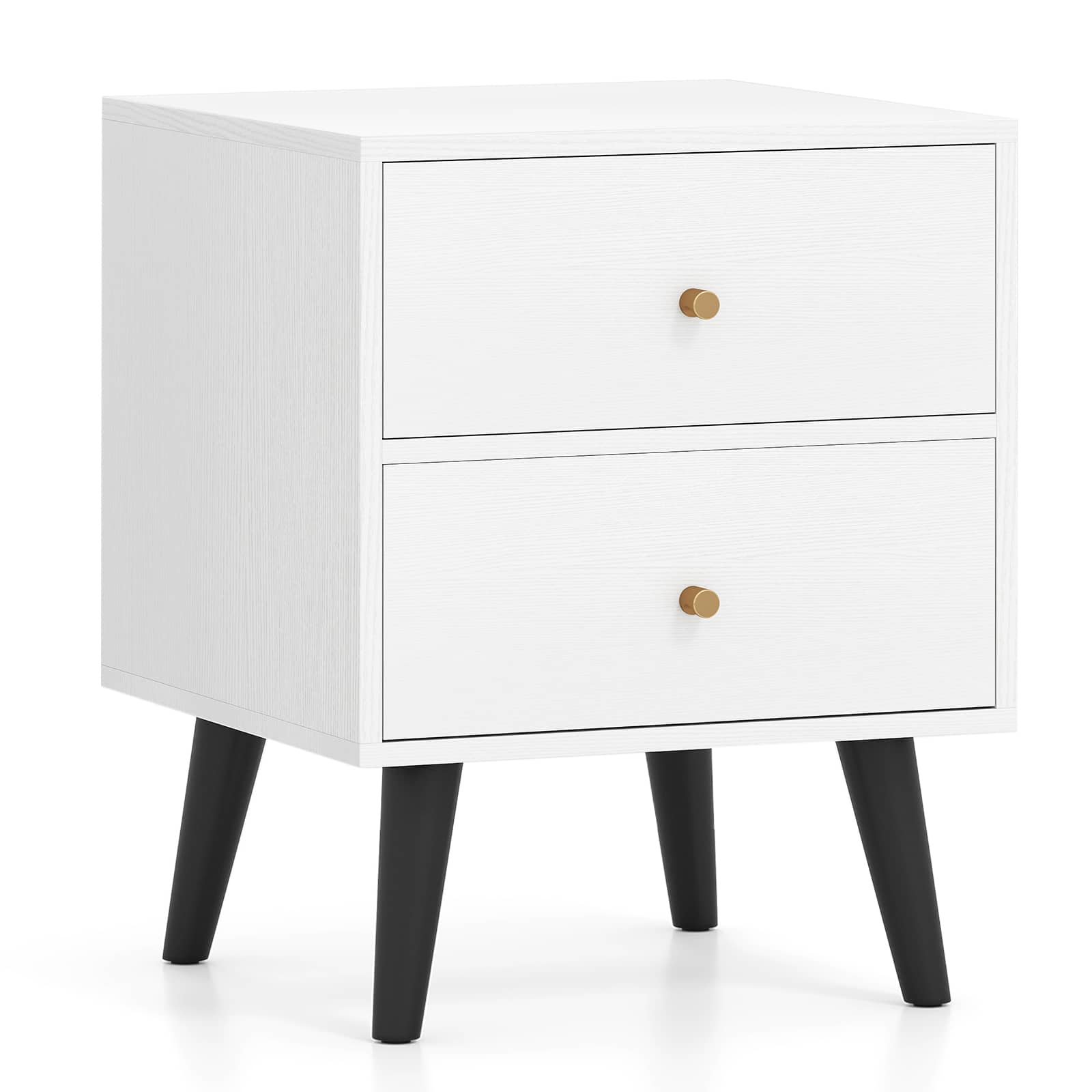 WELLFOR - Mid-Century Modern Nightstand with Knobs and Raised Support Legs - White price history on PriceWatchPro