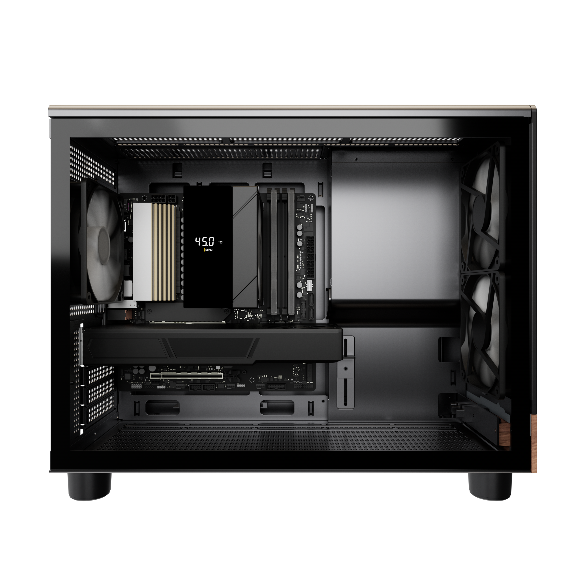 Angle. Andromeda Insights - AI Workstation Gaming PC | AMD Radeon Pro R9700 32GB | Ryzen 5 9600X (5.4 GHz Turbo) | 32GB DDR5 | 1TB Gen4 SSD - Black.