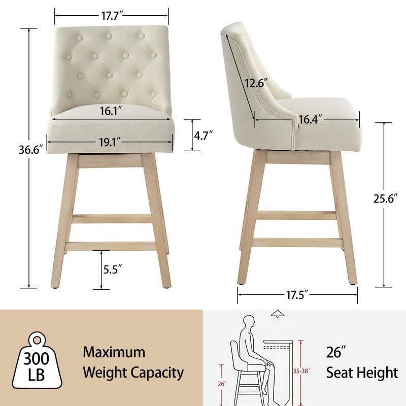 17.7"  
12.6"  
36.6"  
16.1"  
19.1"  
4.7"  
16.4"  
25.6"  
5.5"  
17.5"  
300 LB Maximum Weight Capacity  
26" Seat Height  
35-38"