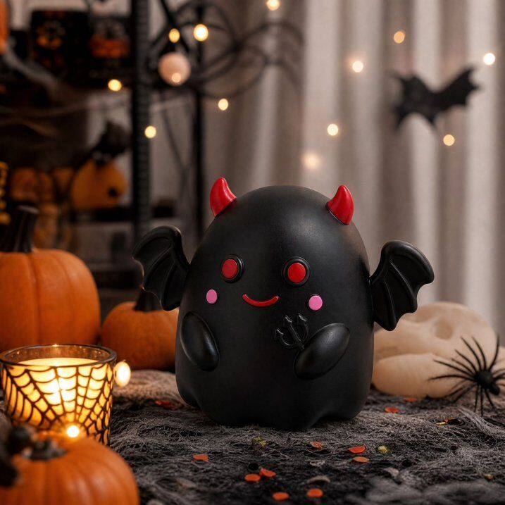Left. Link - Link Jumbo Angel Devil Squishy Toys, Cute Slow Rising Halloween Figure Squeeze Toys, Stress Relief Fidget Toy - Black.