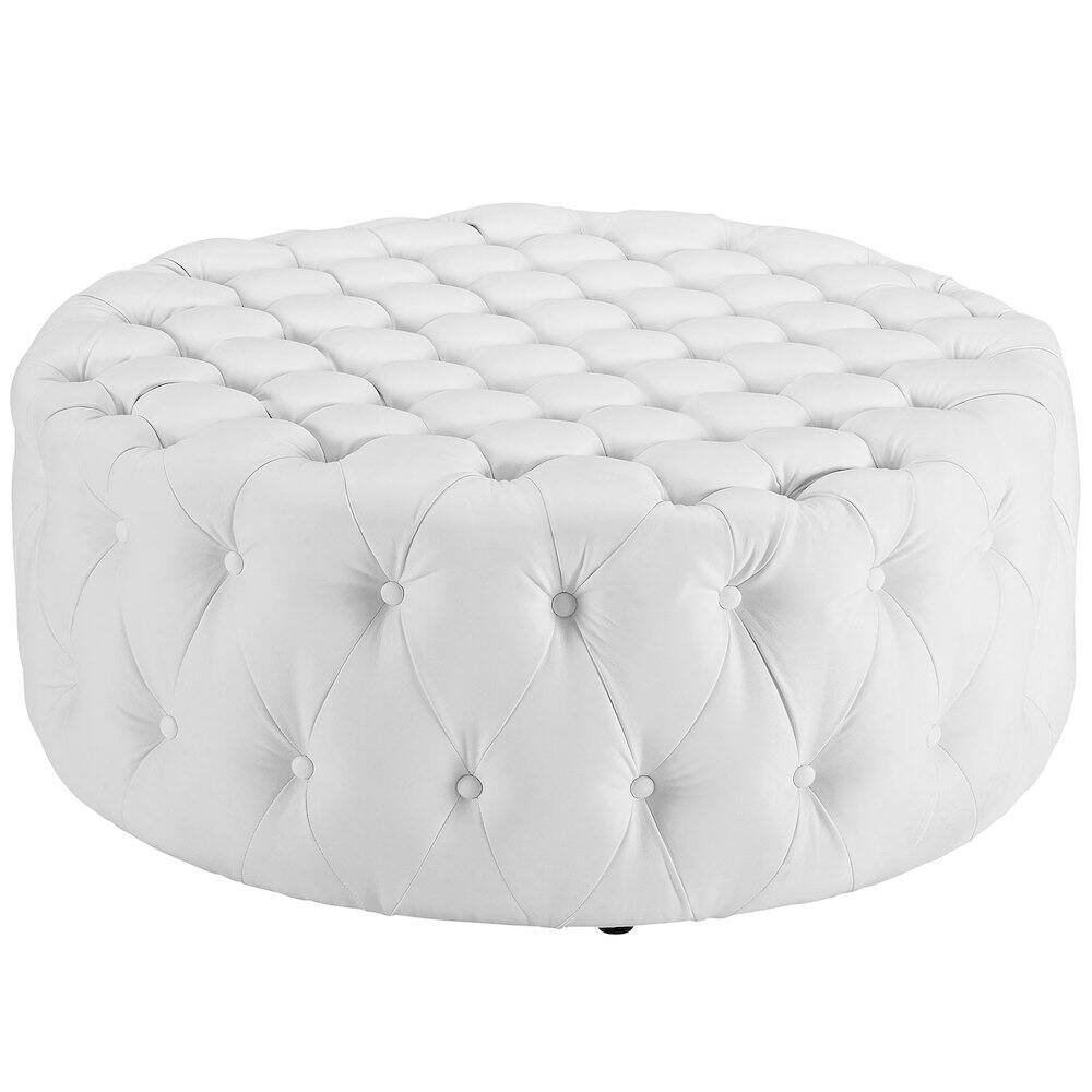 Front. Modway - Amour Upholstered Vinyl Ottoman - White.