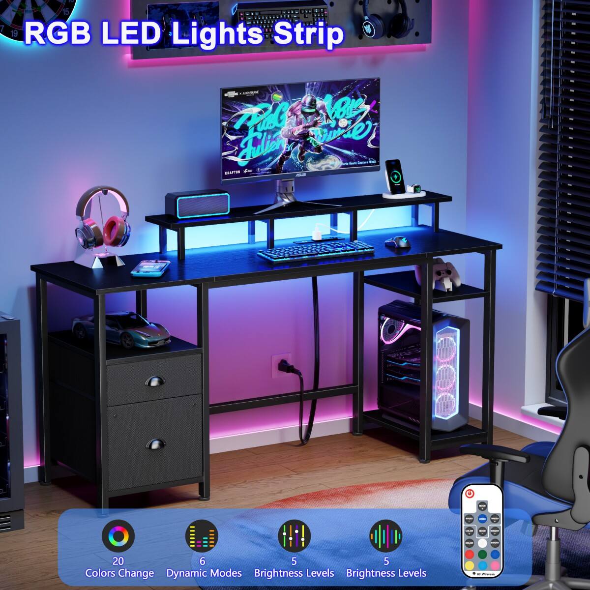 a 15 RGB LED Lights Strip
- Nistary Pall Mays Story Where GRAFTON ASUS
FOR
est
- 20 6 5 5 Colors Change Dynamic Modes Brightness Levels Brightness Levels
O Whereos