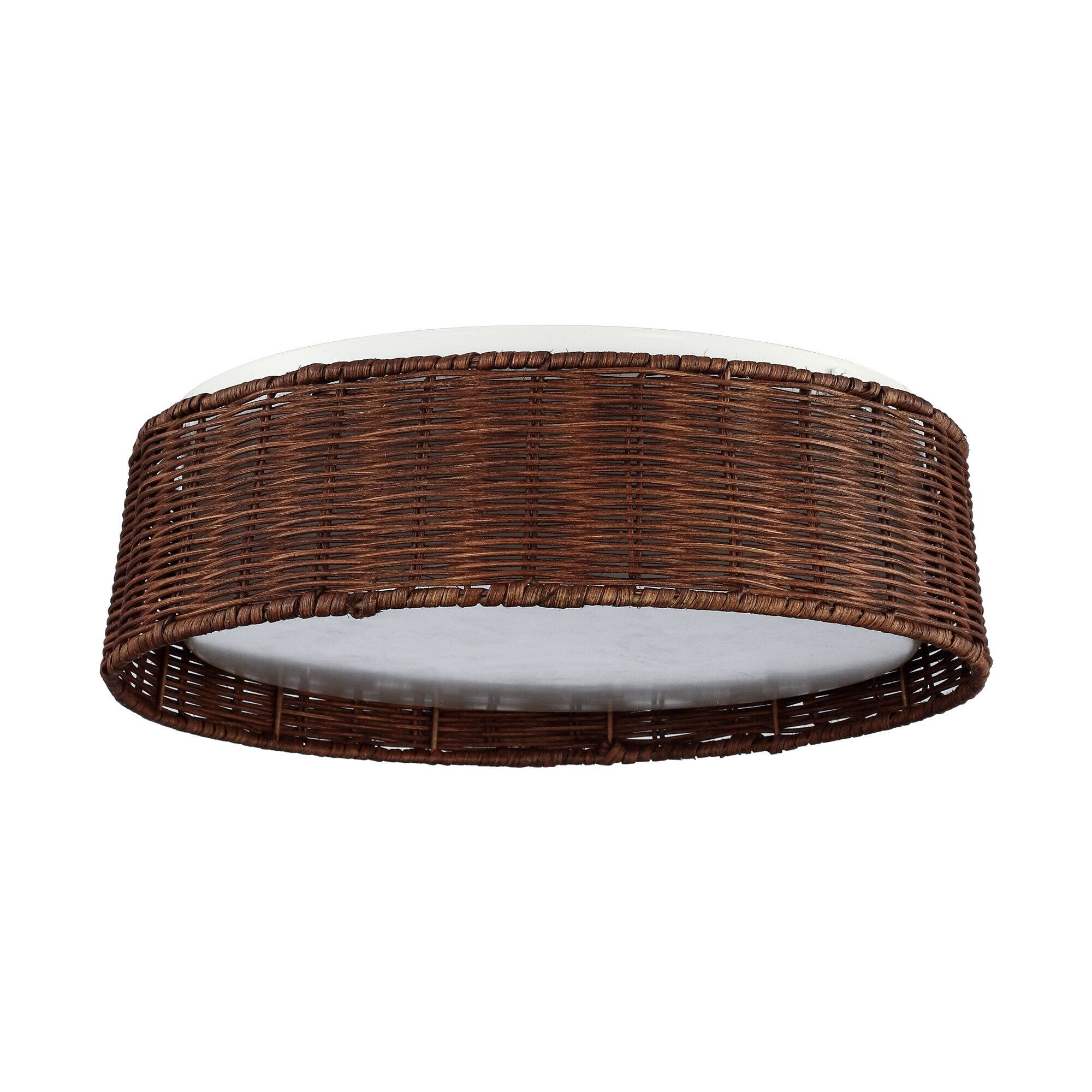 Back. Parrot Uncle - 16.5" Farmhouse Brown LED Flush Mount Ceiling Light - Brown.