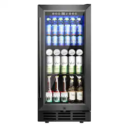 Euhomy - 130 Cans Beverage Refrigerator, 3.2 Cu. Ft Cooler with Adjustable Shelves & Digital Control for Home Bar, Office, Party - Black