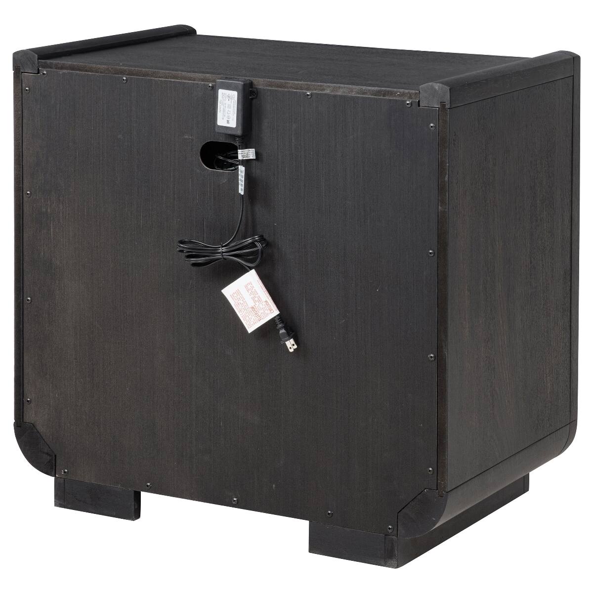 Alt View 3. Loheer - Loheer Burnished Black Two Drawer LED Nightstand with USB-A and USB-C Ports - Burnished Black.
