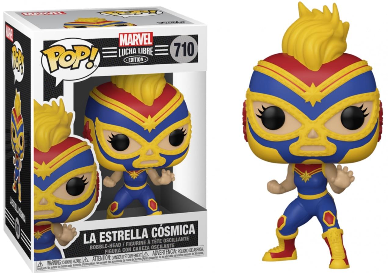 MARVEL  
Lucha Libre  
710  
EDITION  

POP!  
Lucha Libre  

LA ESTRELLA CÓSMICA  
BOBBLE-HEAD / FIGURINE À TÊTE OSCILLANTE / FIGURA CON CABEZA OSCILANTE  

WARNING: CHOKING HAZARD  
ATTENTION: DANGER  
ADVERTENCIA: PELIGRO DE ASFIXIA