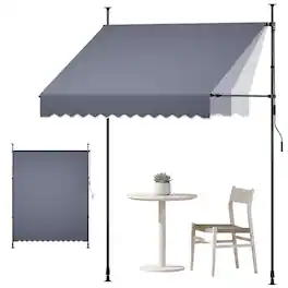 VEVOR - Manual Retractable Awning, 78" Outdoor Retractable Patio Awning Sunshade Shelter, Height Adjustable Patio Door - Dark Gray
