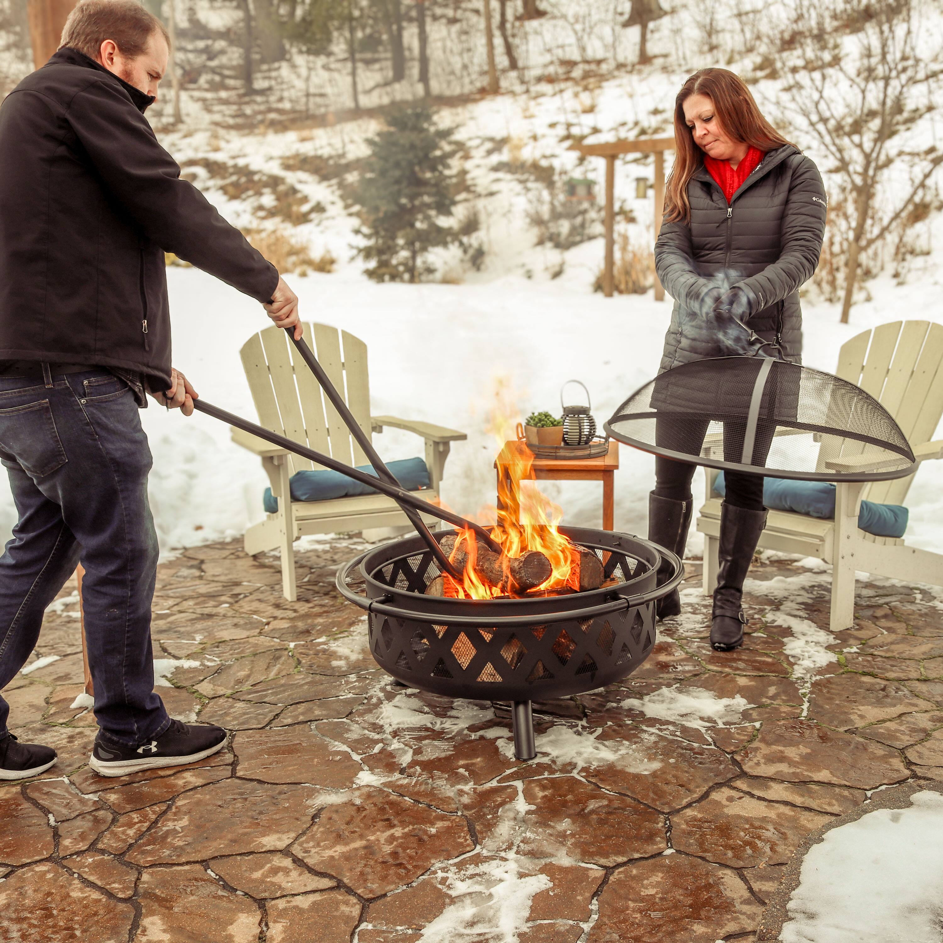 Alt View 3. Sunnydaze - 40 in Heavy-Duty Steel Firewood Log Grabber Tongs - Black.