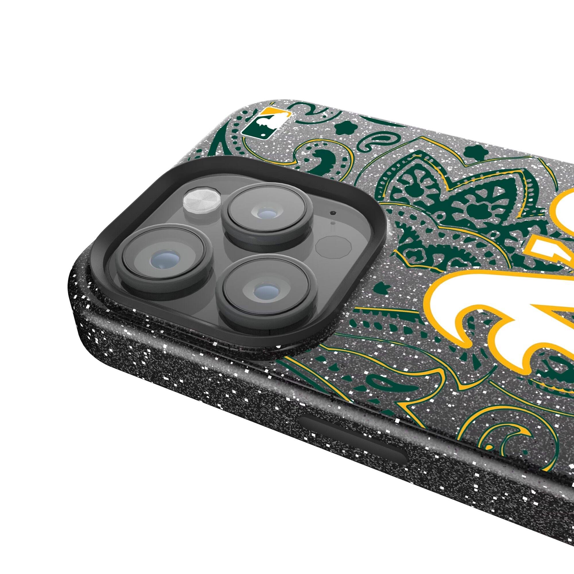 Alt View 3. Keyscaper - Athletics Paisley Bling iPhone Case - 15 Pro - Black.