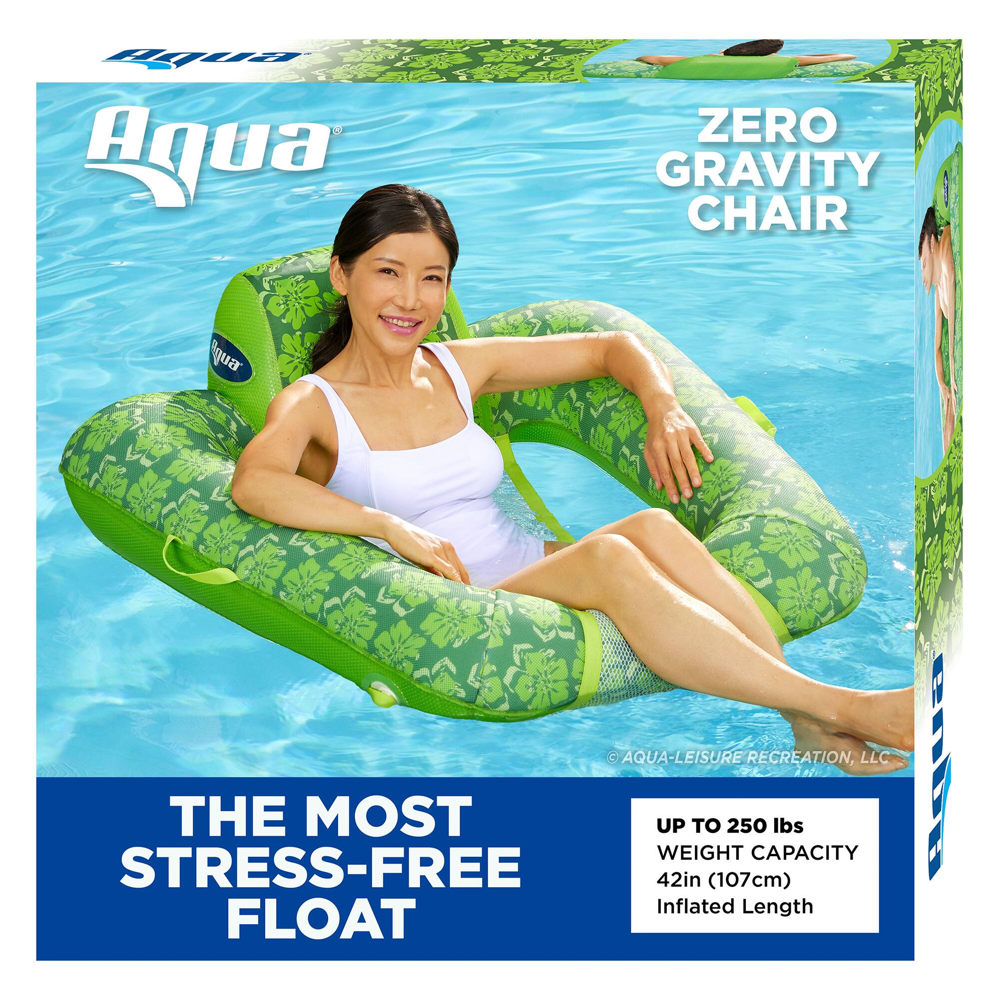 HR Aqua ZERO GRAVITY CHAIR qua C AQUA-LEISURE RECREATION, LLC THE MOST UP TO 250 lbs WEIGHT CAPACITY STRESS-FREE 42in (107cm) Inflated Length FLOAT