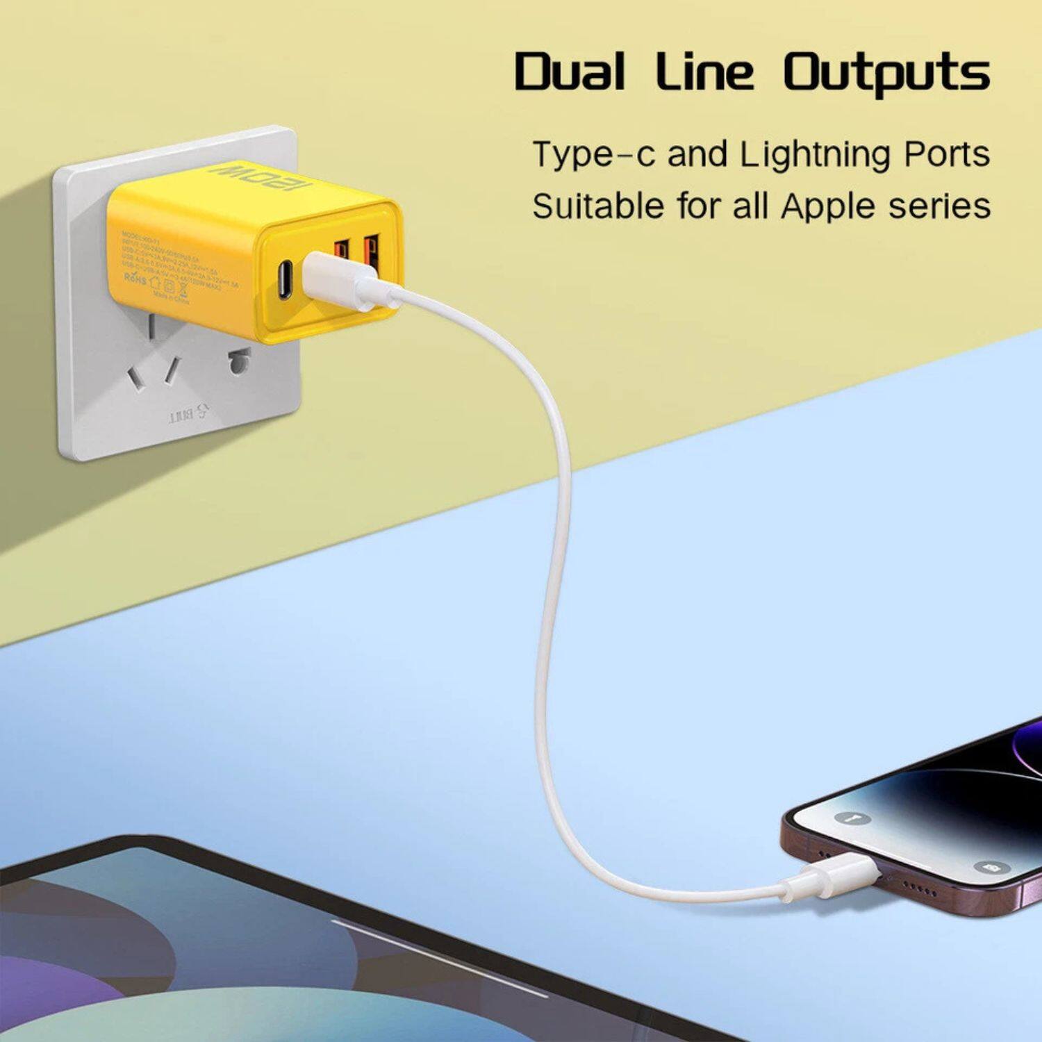 Dual Line Outputs  
Type-c and Lightning Ports  
Suitable for all Apple series