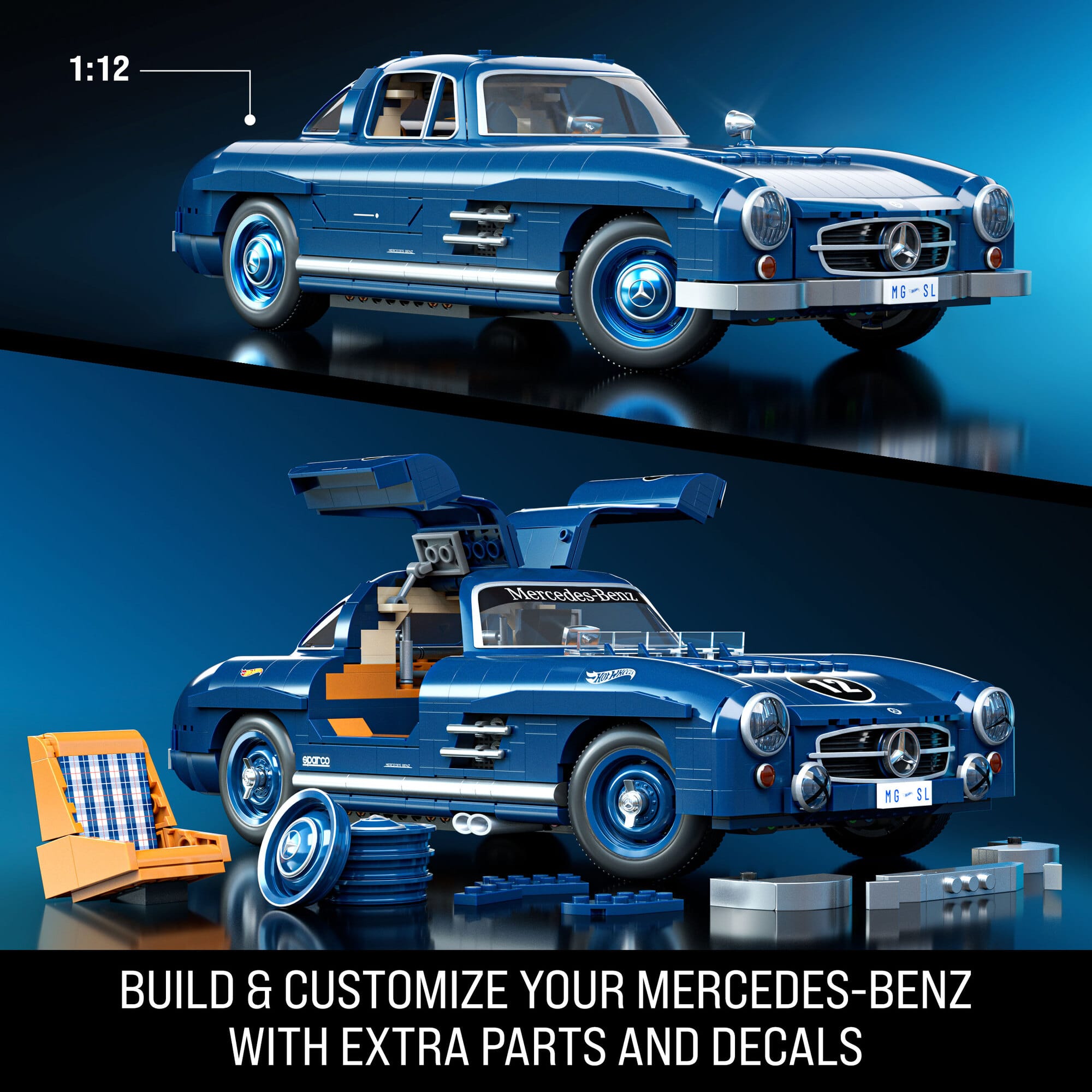 1:12 MG-SL BUILD & CUSTOMIZE YOUR MERCEDES-BENZ WITH EXTRA PARTS AND DECALS