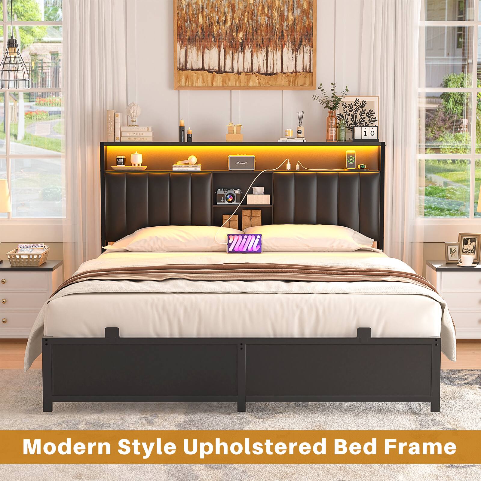Modern Style Upholstered Bed Frame