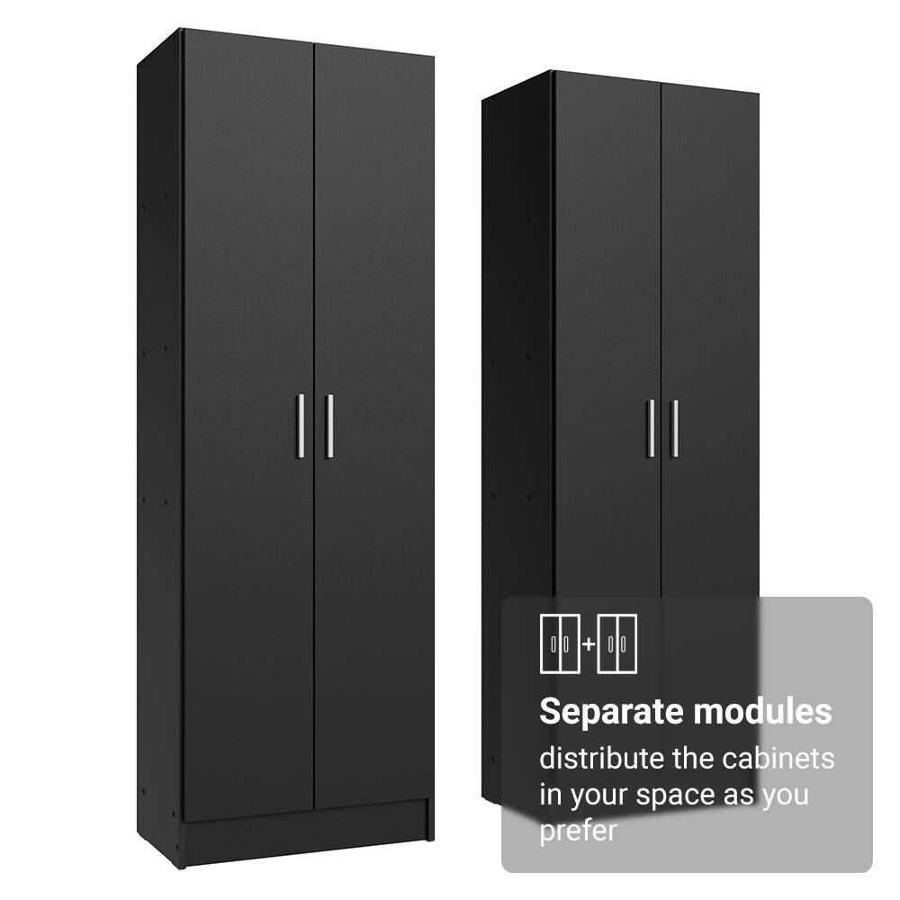 Separate modules distribute the cabinets in your space as you prefer