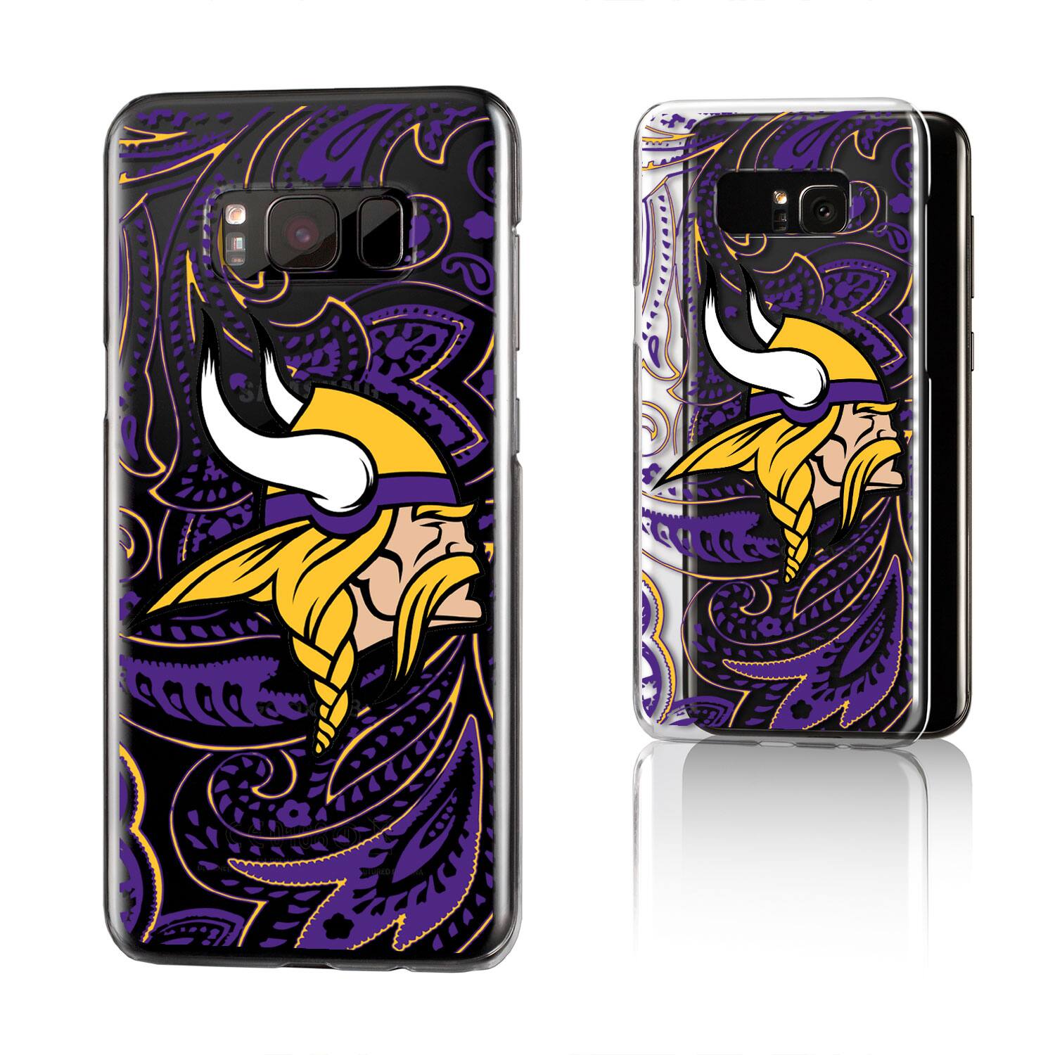 Alt View 2. Keyscaper - Minnesota Vikings Galaxy Clear Paisley Design Case - S23 - Multicolor.