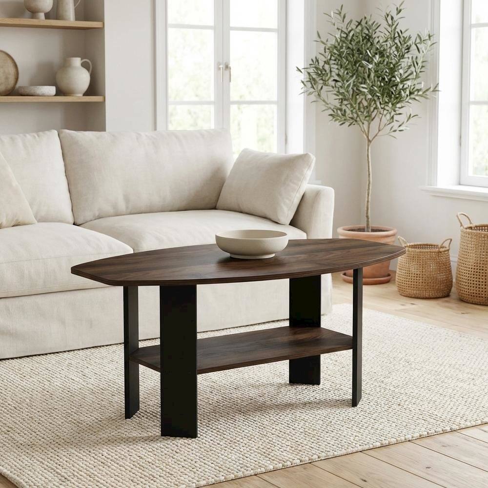 Left. FurniFact - Columbia Walnut Coffee Table with Black Legs and Simple Modern Design - Columbia Walnut.