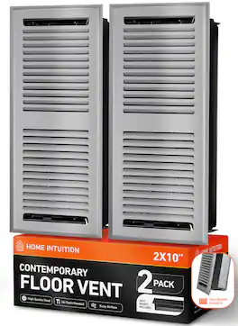 Home Intuition - Contemporary Floor Vent Covers 4X10 Inch with Mesh Cover, Heat and Air for HVAC, Light Grey, 2-Pack - Light Gray