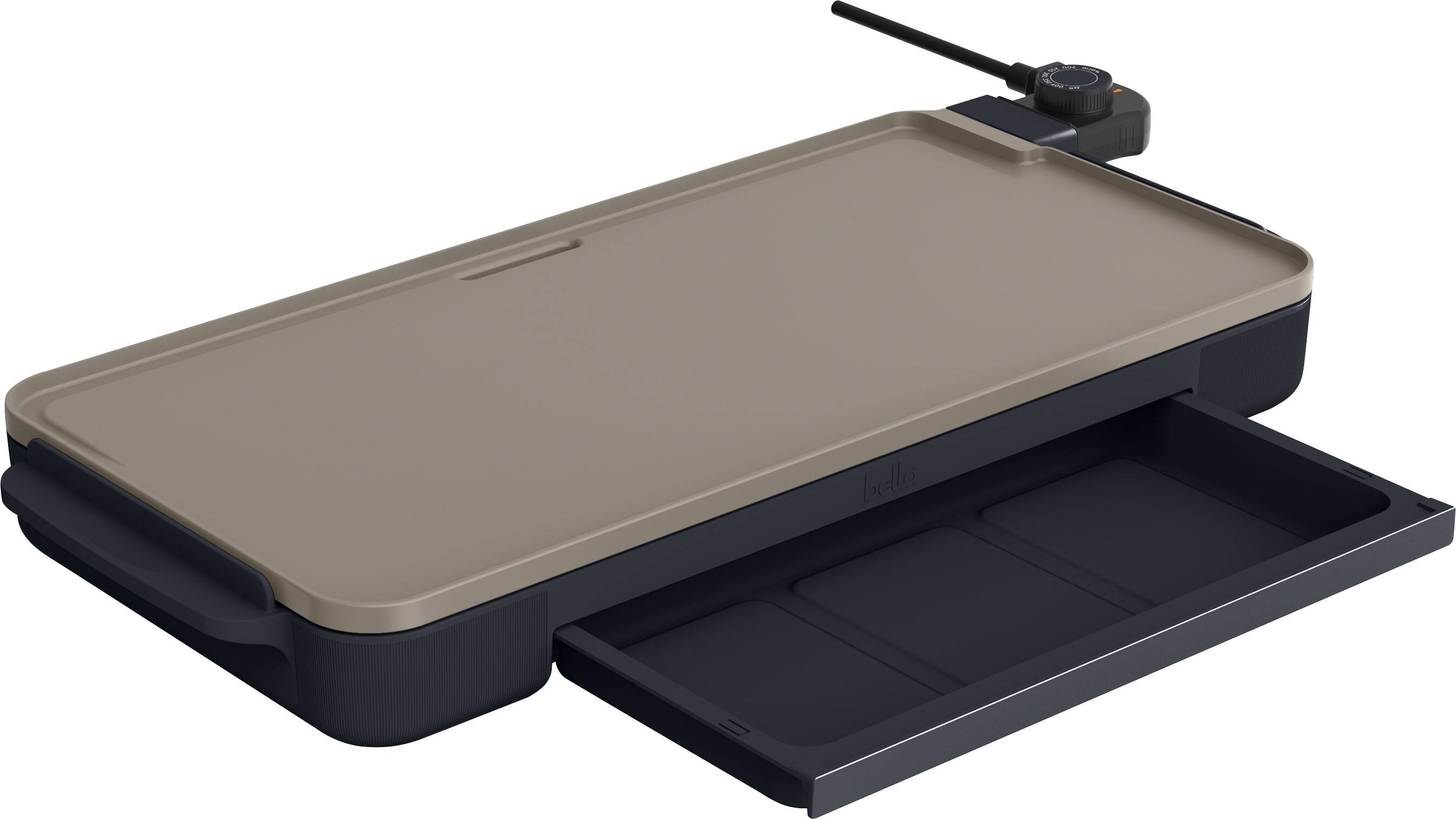 Angle. Bella - 10" x 20" Electric Griddle with Warming Tray - Slate.