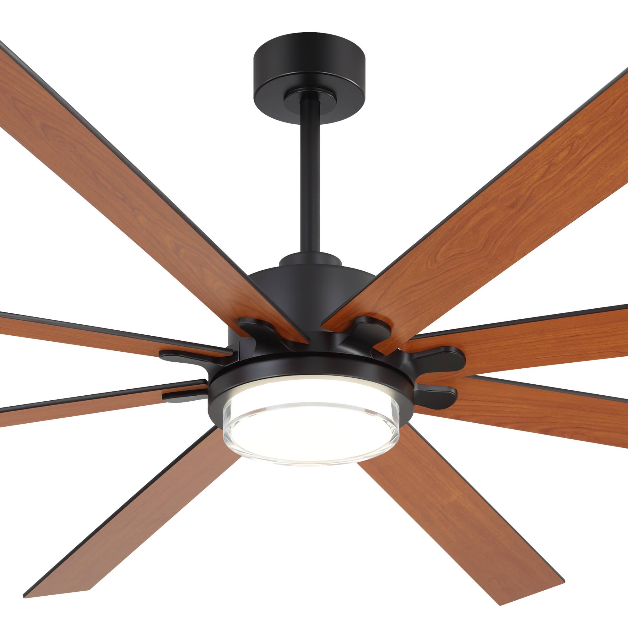 Alt View 10. Breezary - 80-Inch LED Ceiling Fan with Light, 8 Plywood Blades, DC Motor, Includes 6/12/23.4-Inch Downrods, Remote Control - matte black.
