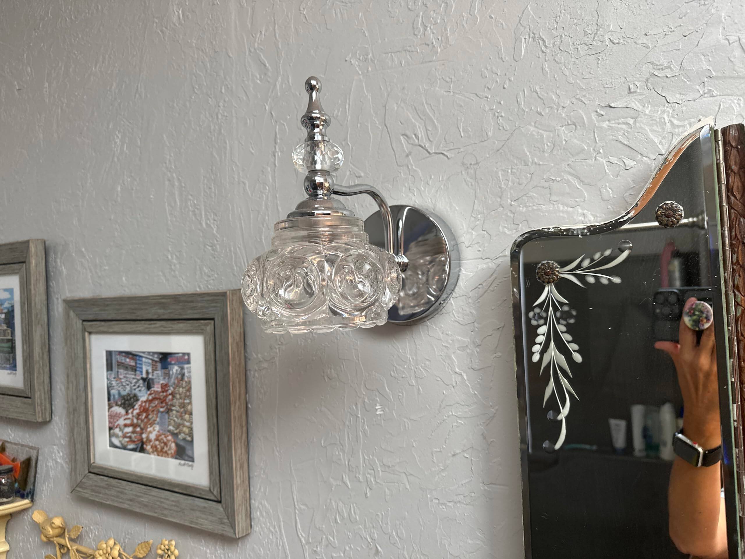 Left. Earthley Blooms - Chrome Wall Sconces Sets Of Lighting Fixtures Bathroom Sconce Lights For Living Room - Chrome 2 Light.