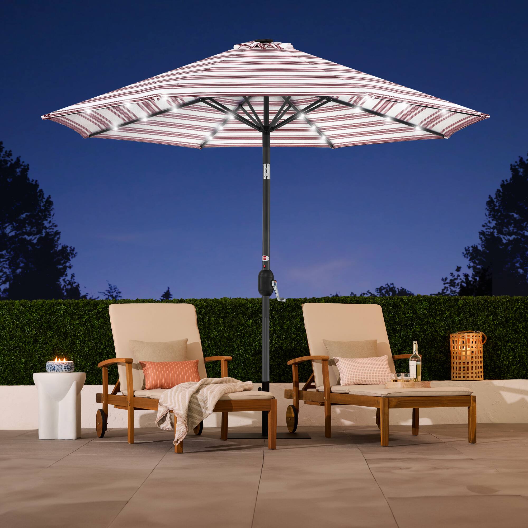 Alt View 4. Best Choice Products - Best Choice Products 10ft Solar LED Lighted Patio Umbrella w/ Tilt Adjustment, UV-Resistant Fabric - Burgundy - Striped Burgundy.