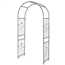 Gymax - Garden Arch 87'' Tall Heavy Duty Metal Arbor Trellis Archway for Climbing Plants - Black