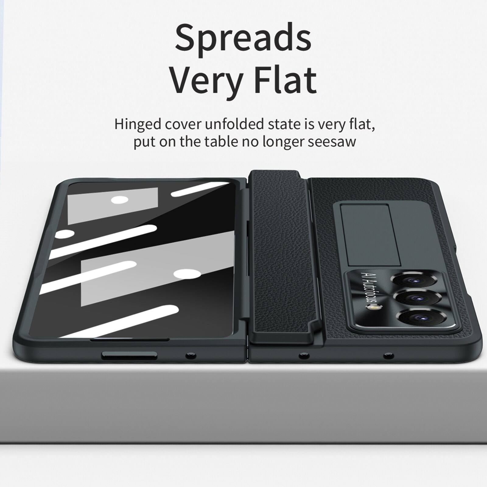 Spreads Very Flat

Hinged cover unfolded state is very flat, put on the table no longer seesaw