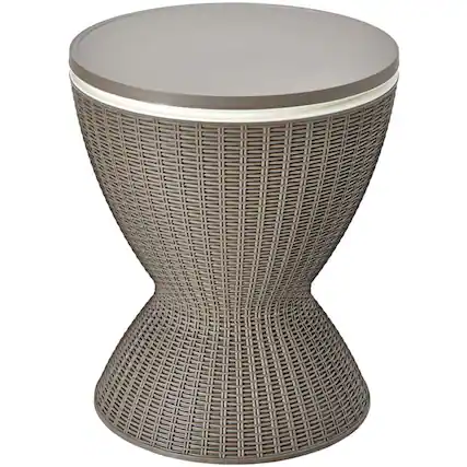 Front. Boyel Living - Brown 3 in 1 8 Gallon Patio Rattan Cooler Bar Table with Adjustable Tabletop - Brown.