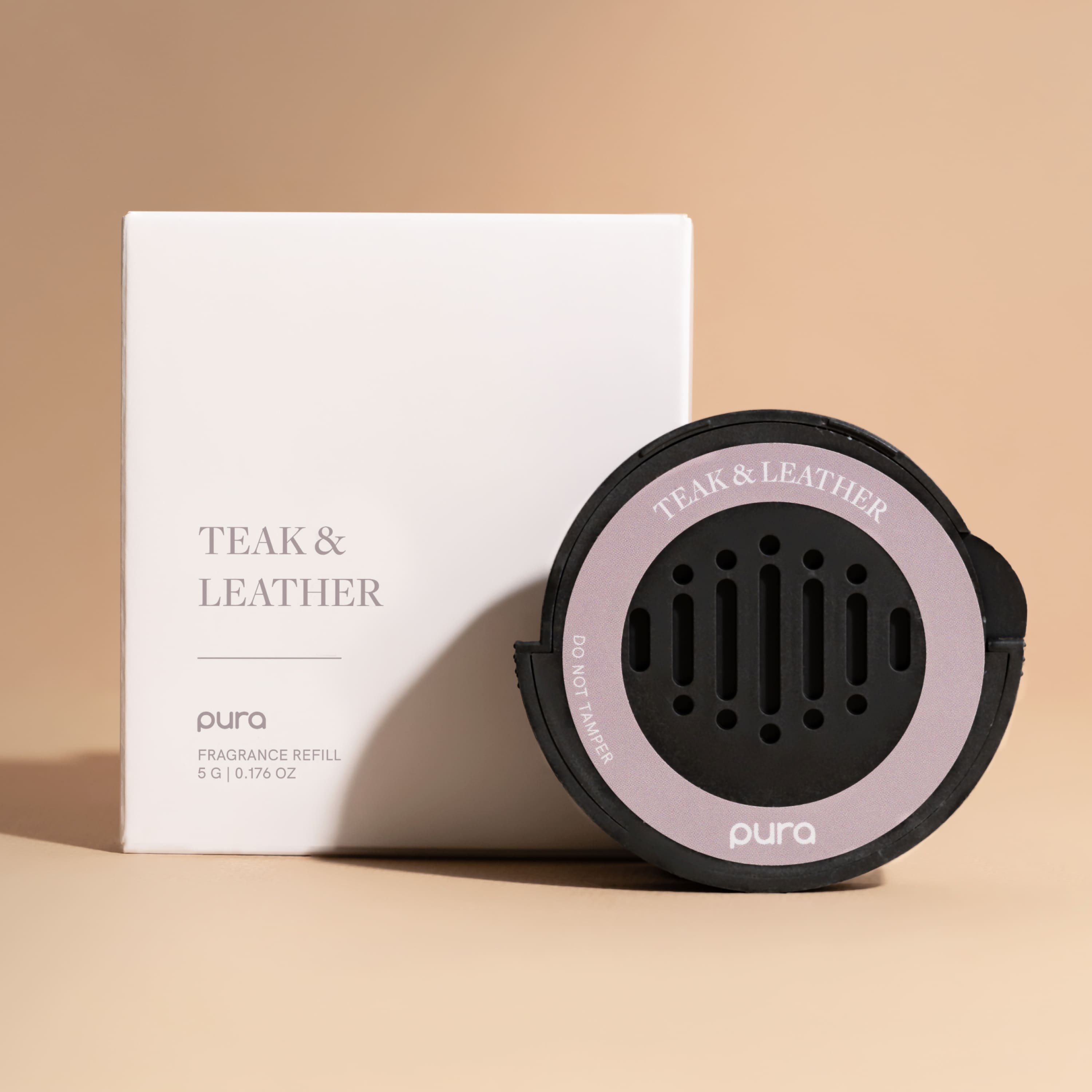TEAK & LEATHER pura FRAGRANCE REFILL 5 G | 0.176 OZ & TEAK LEATHER DO NOT TAMPER pura