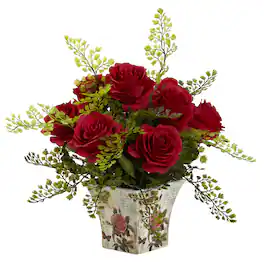 BreeBe - Rose & Maiden Hair w/Floral Planter - Red