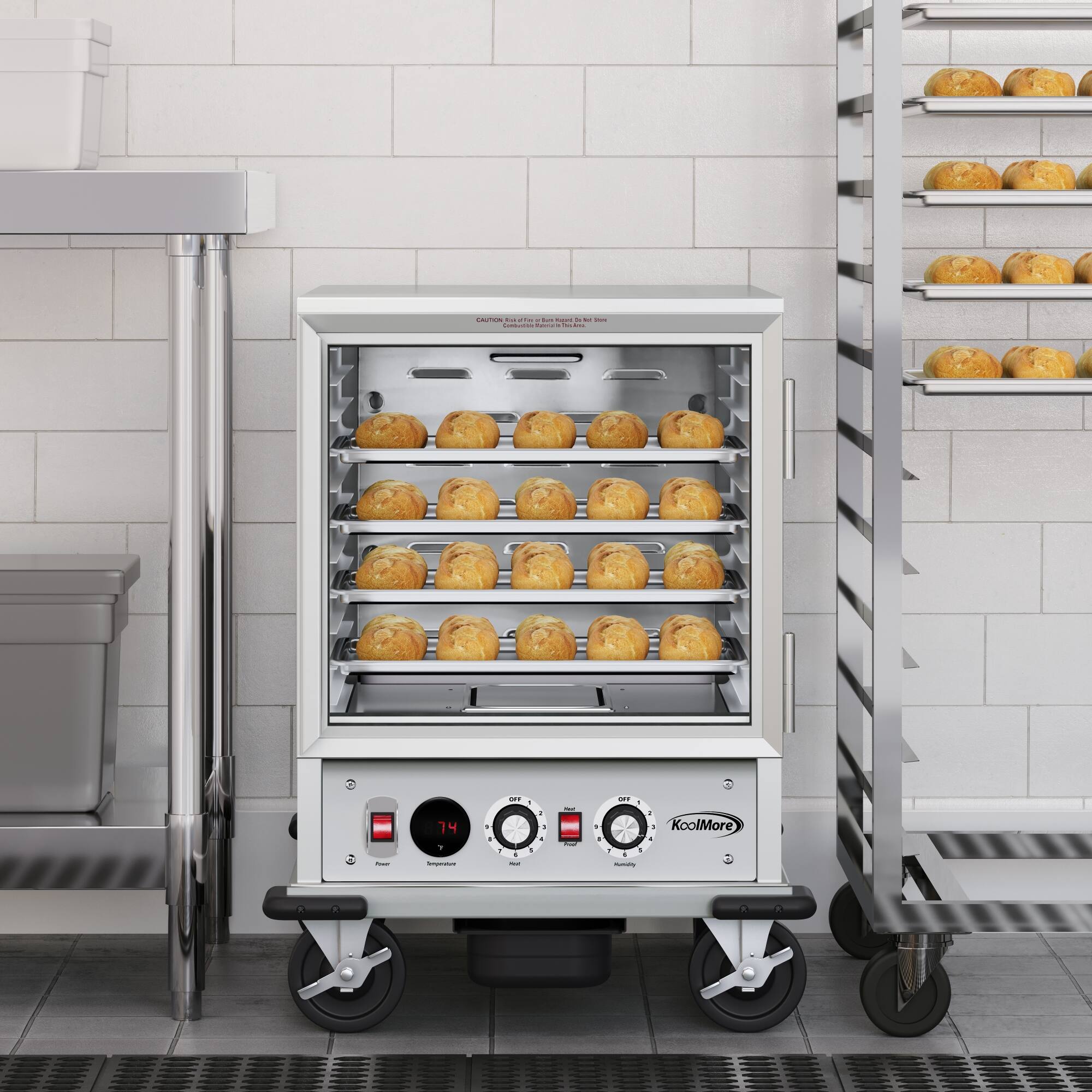 Left. Koolmore - 33 in. Commercial Insulated Half-Size Heated Holding Proofing Cabinet with 11-Pan Capacity and Glass Door in Silver - Silver.