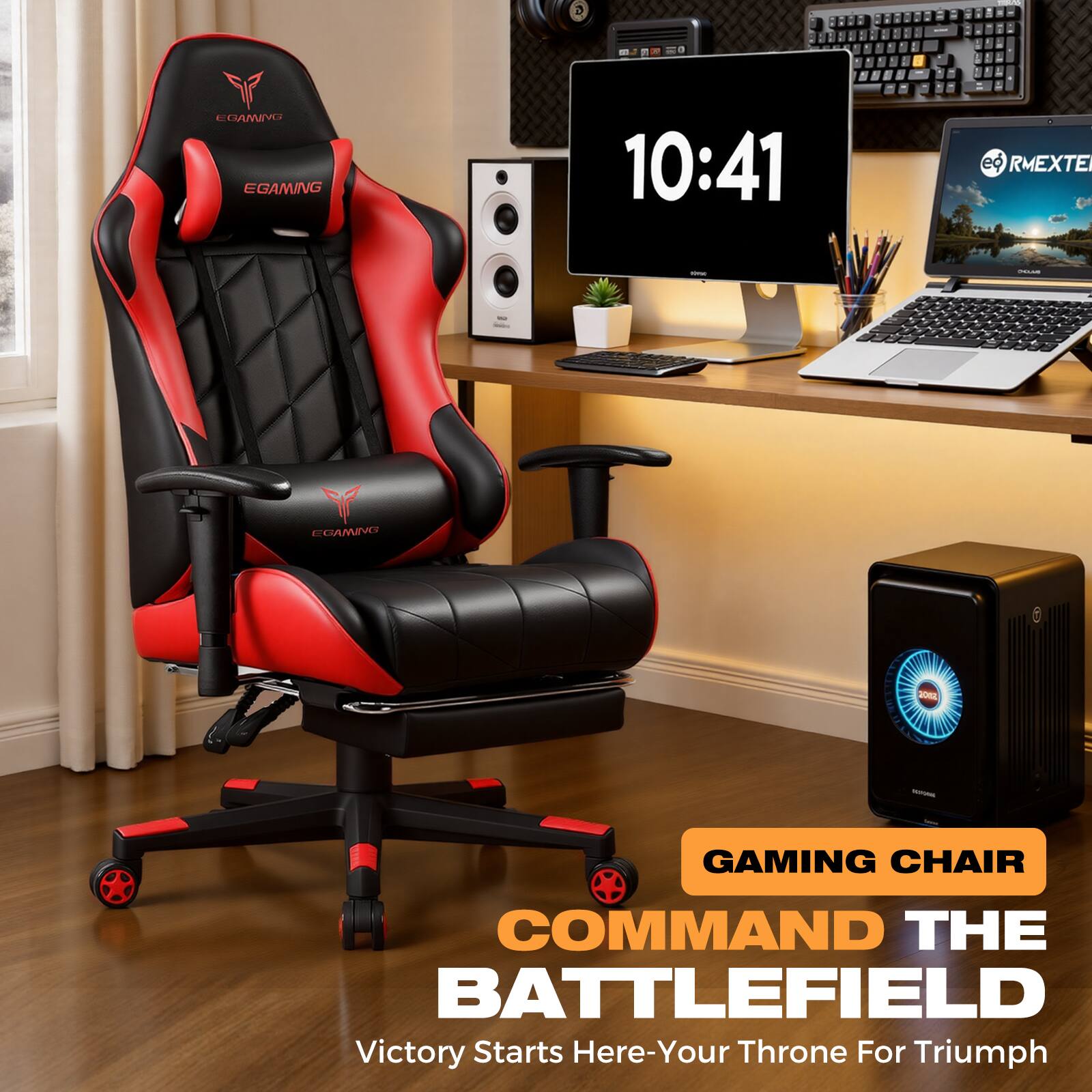 EGAMING  
GAMING CHAIR  
COMMAND THE BATTLEFIELD  
Victory Starts Here - Your Throne For Triumph