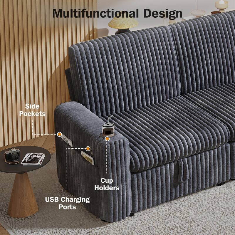 Multifunctional Design

- Side Pockets
- Cup Holders
- USB Charging Ports