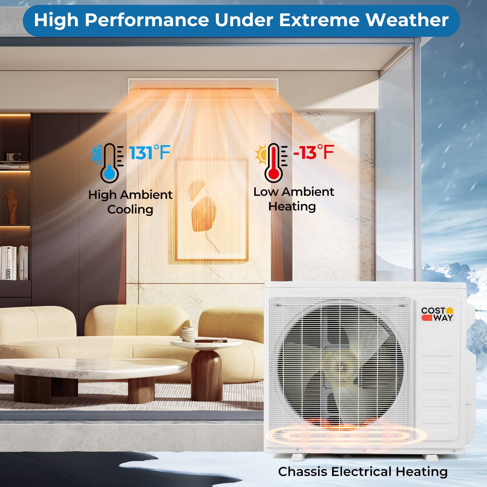 High Performance Under Extreme Weather

131°F High Ambient Cooling  
-13°F Low Ambient Heating

Chassis Electrical Heating