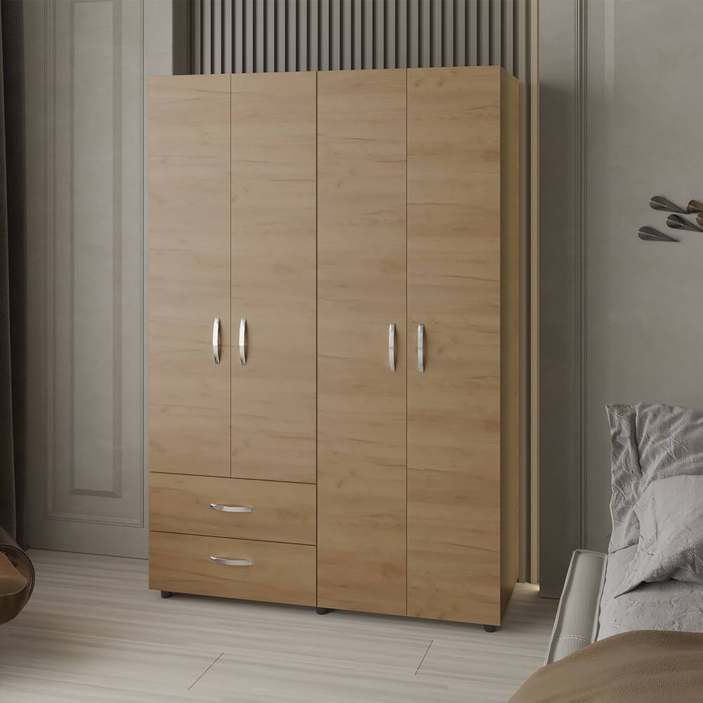 Front. TinyHomie - Crafton Armoire Bedroom Natural Oak - Beige.