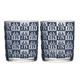 Logo Brands - New York Yankees Two-Pack 12oz. Gridiron Stained Rocks Glass Set - Multicolor
