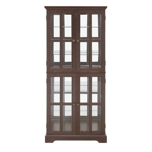Alt View 5. LUCKY ONE - Freestanding Antique Curio Display Cabinet with Glass Doors Adjustable Shelves E26 Bulb for Collectibles - Cherry.