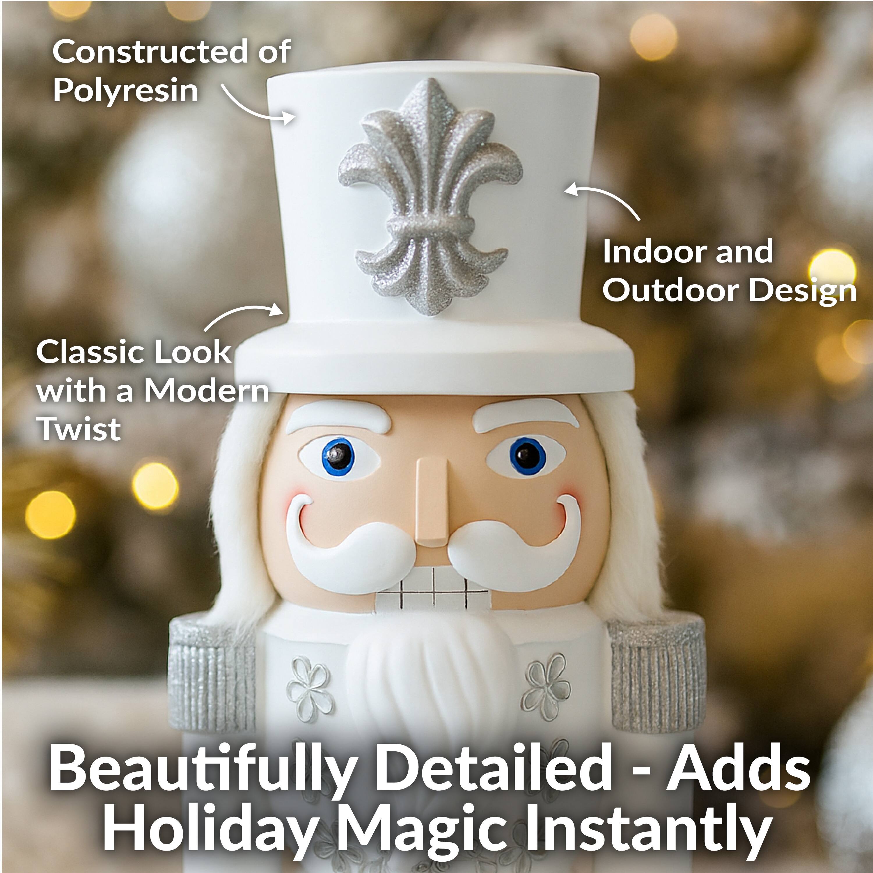 Constructed of Polyresin  
Classic Look with a Modern Twist  
Indoor and Outdoor Design  
Beautifully Detailed - Adds Holiday Magic Instantly