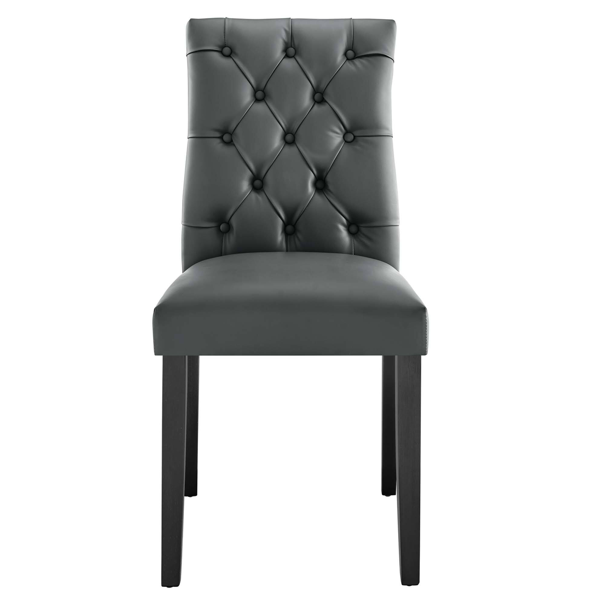 Alt View 1. Modway - Duchess Button Tufted Vegan Leather Dining Chair by Modway - Gray.