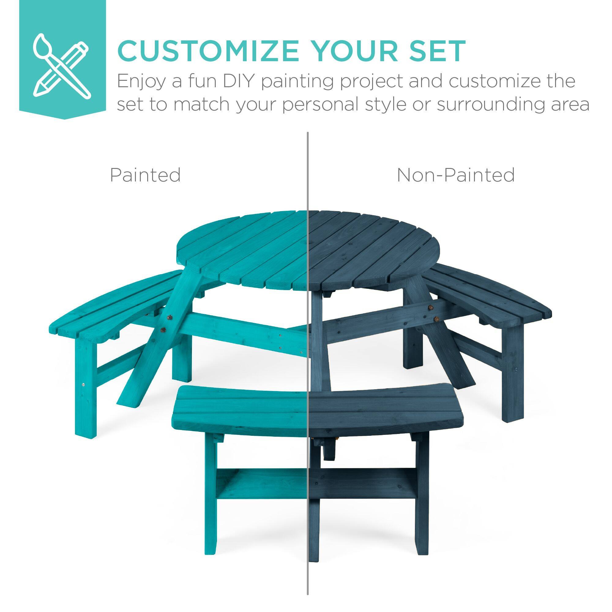 CUSTOMIZE YOUR SET  
Enjoy a fun DIY painting project and customize the set to match your personal style or surrounding area  

Painted  
Non-Painted