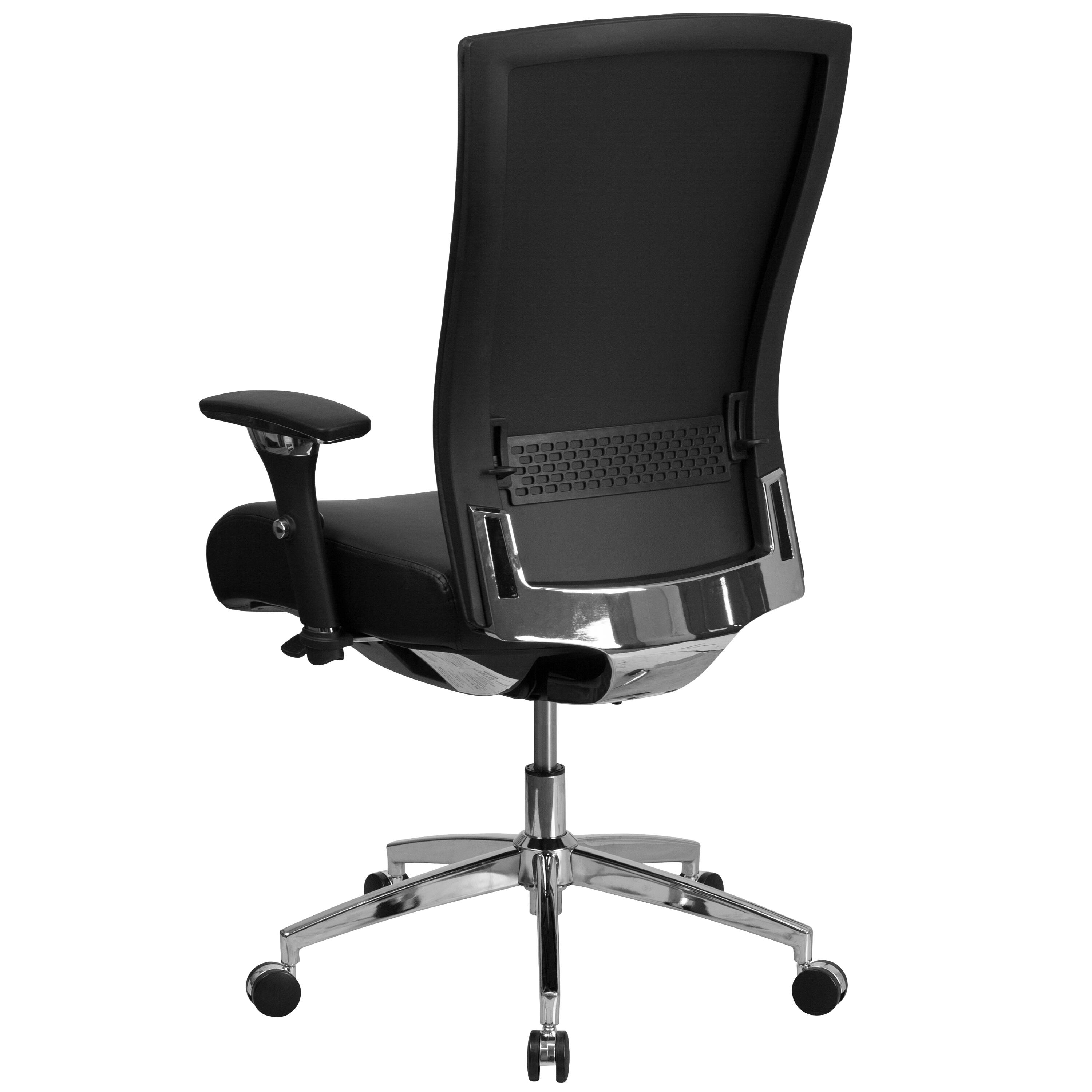 Alt View 2. Emma + Oliver - 24/7 300 lb. Rated High Back Swivel Seat Slider Lumbar Ergonomic Office Chair - Black LeatherSoft.