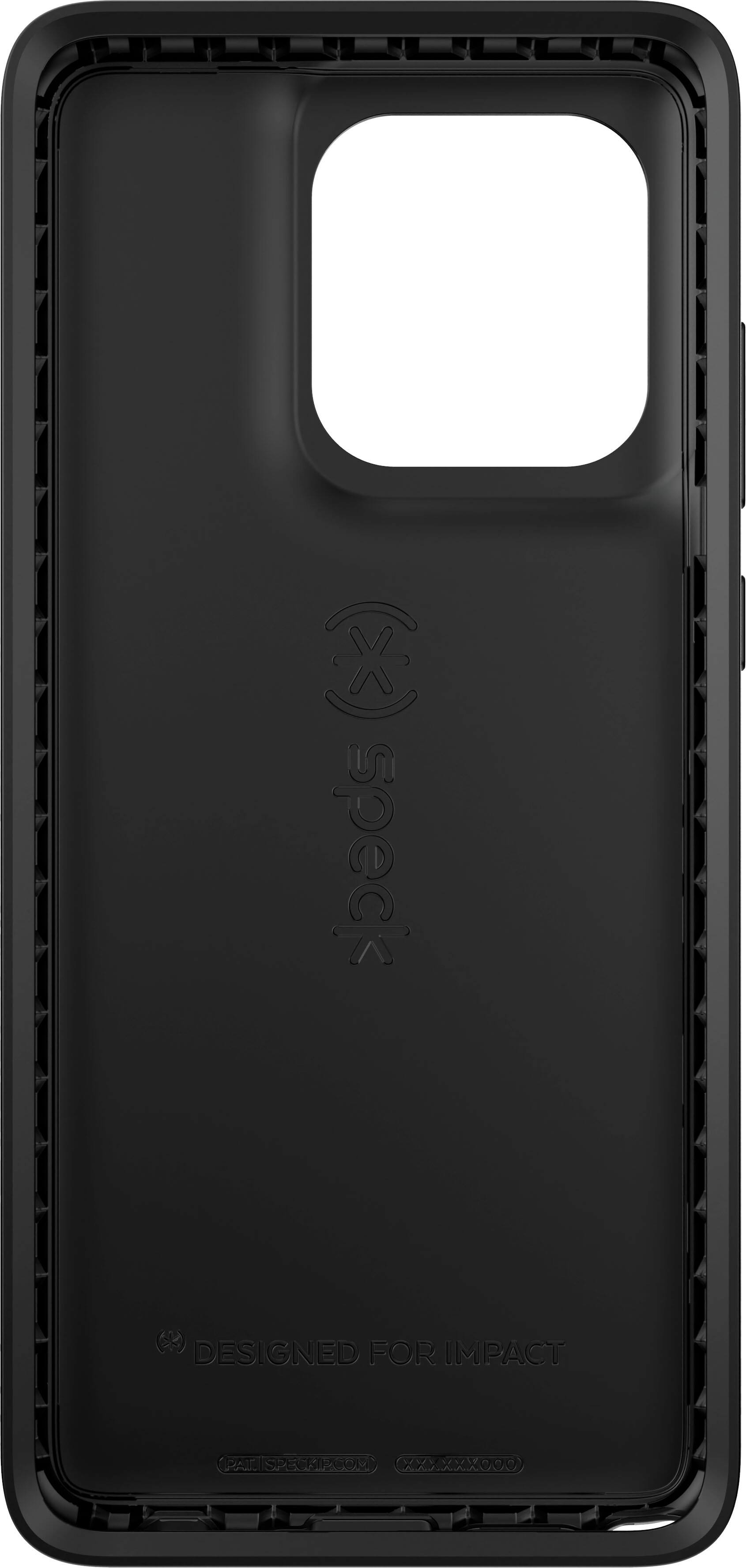 The image features a black case designed for the Samsung Galaxy S8. The case is made of hard plastic and is designed to protect the phone from impacts. The case is also designed to be slim, allowing the phone to fit comfortably in the case without adding too much bulk. The case is made by Speck, a company known for its high-quality phone cases.