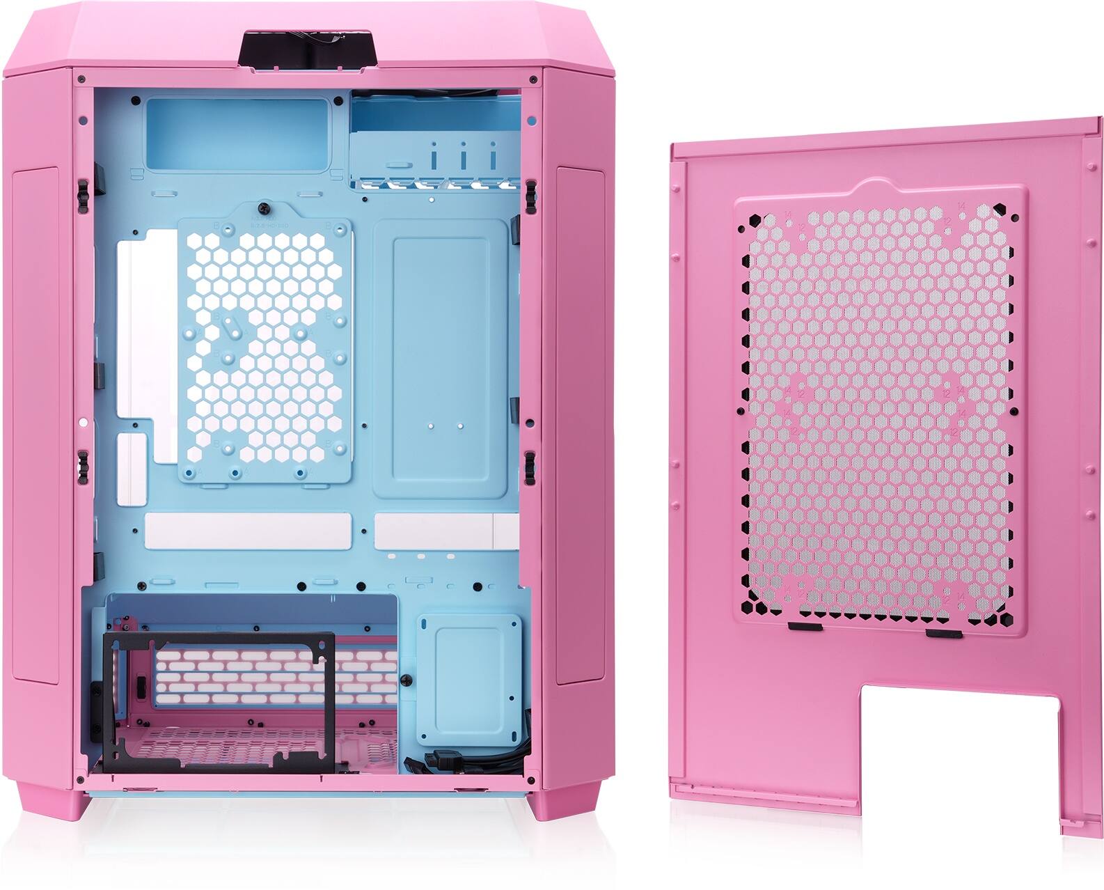 Alt View 3. Thermaltake - The Tower 600 Mid Tower ATX PC Case - Bubble Pink.