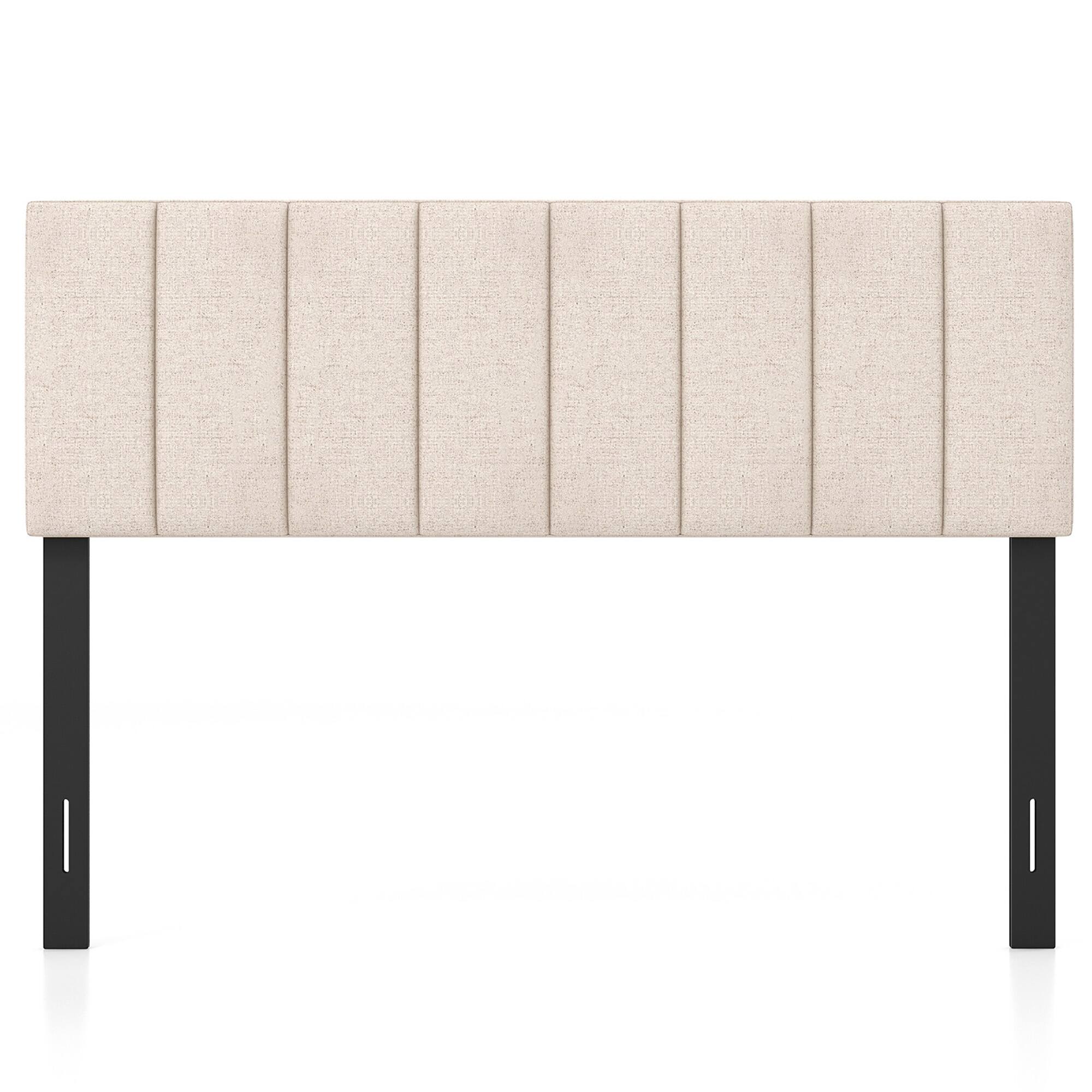 Alt View 9. Gymax - Gymax Linen Upholstered Headboard Vertical Channel Tufted Wood Leg for Full/Queen - Beige.