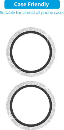 AT&T - Essentials Glass Camera Protector Rings - iPhone 16/16 Plus - Silver Glitter