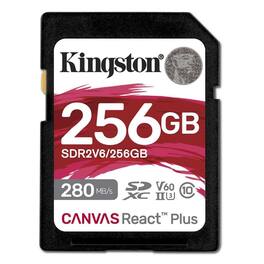 Kingston - Canvas React Plus 256GB SD Card (V60 - 280MB/s Read) - SDR2V6/256GB