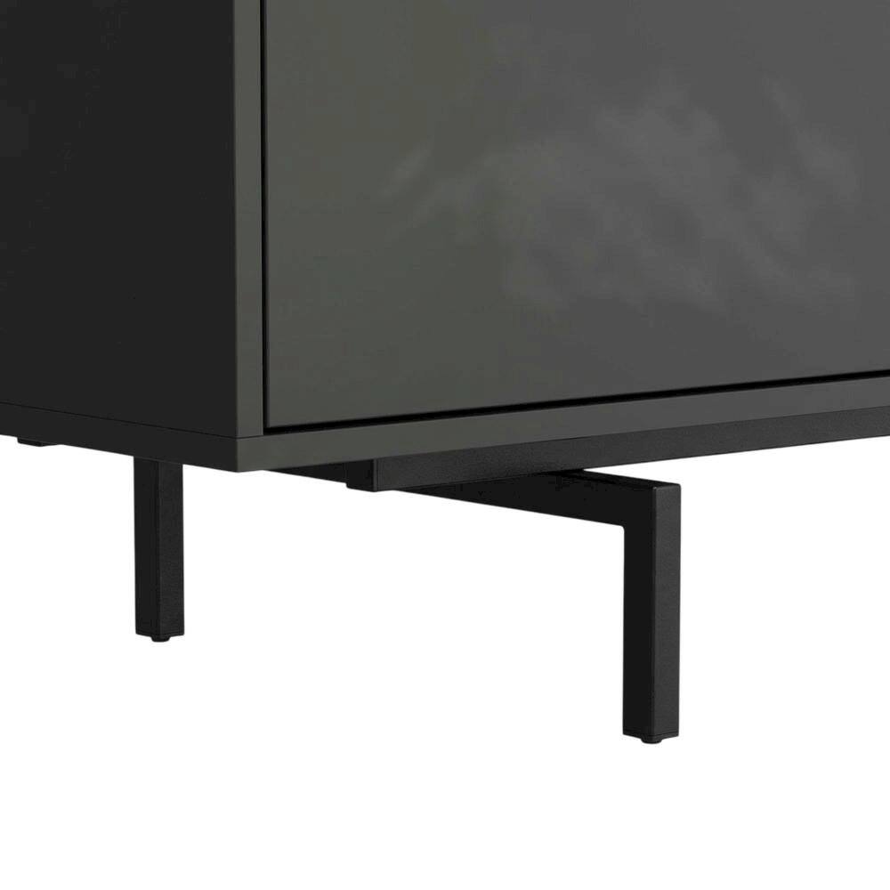 Alt View 2. FurniFact - Black Laminate TV Console with Four Doors and Modern Style - Black.