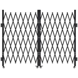 VEVOR - Double Folding Security Gate, Lockable Scissor Gate with 360° Swivel Casters, Outdoor Barricade Steel Retractable Gates - Black