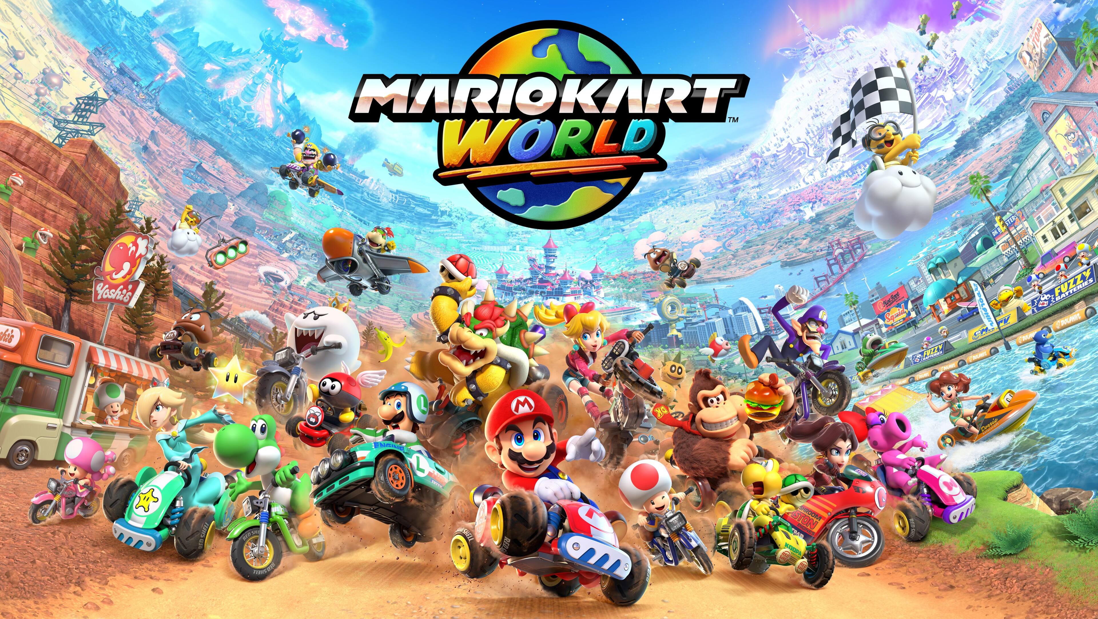 MARIOKART™ WORLD

STEP
his
Yoshi's
SWITTE
2018 THIPS VILL
Q ENNING IT
SNELL
M RED
00 PK
STON SHROOM
BeySon Squid FWZZ? 2019 CHOOL THANK
OHL CHEESE STORY Come
ZYUC BATTERIES DOLPHING TRAN